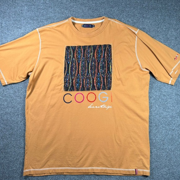 COOGI Other - Coogi Heritage Vintage T Shirt Mens XXXL Mustard Yellow Knit Graphic SS Tee